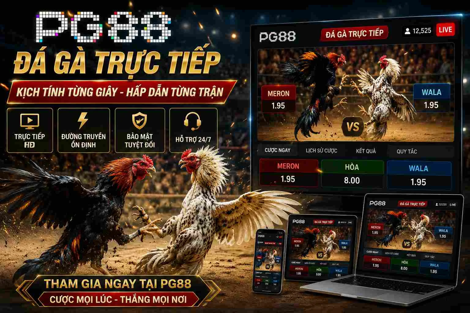 Đá gà PG88 thu hút người chơi với những trận đấu trực tiếp đầy kịch tính. Đá gà PG88 thu hút người chơi với những trận đấu trực tiếp đầy kịch tính.
